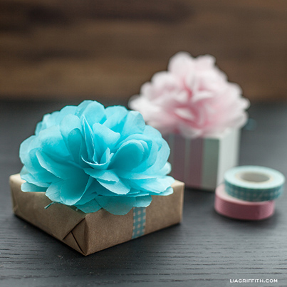 DIY Tissue Poms And Flower Gift Toppers