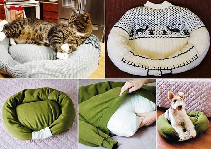 Upcycled Sweater - Cat Bed
